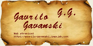 Gavrilo Gavanski vizit kartica